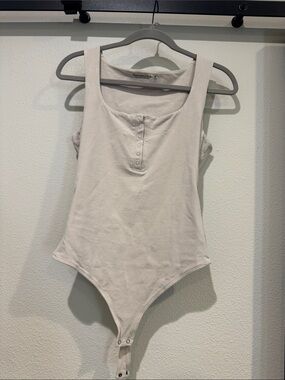Abercrombie Neutral Henley Bodysuit - Sleeveless Snap Bottom